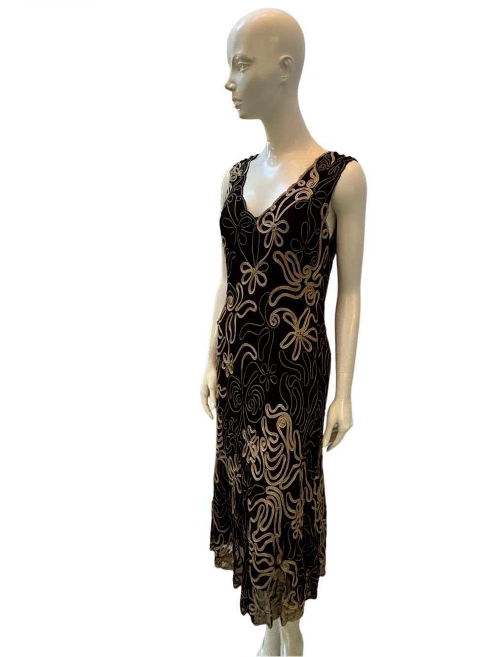 Unique Cartise Abstract Dark Floral Midi Dress